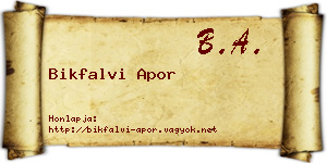 Bikfalvi Apor névjegykártya